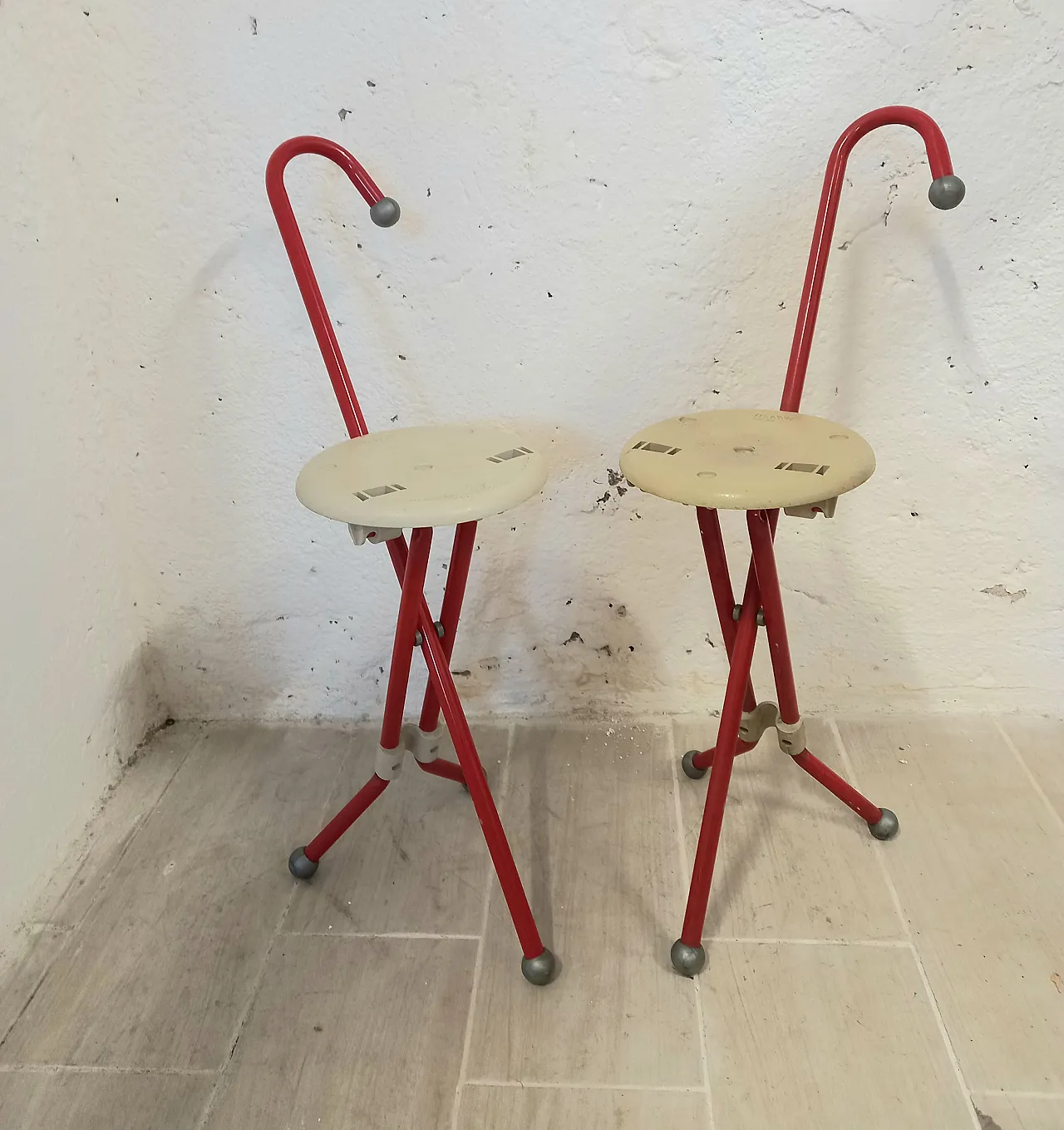 Pair of Ulysse Sandrigar production stroller stools, 80s 3