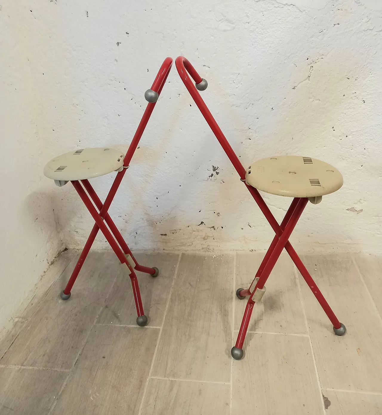 Pair of Ulysse Sandrigar production stroller stools, 80s 7