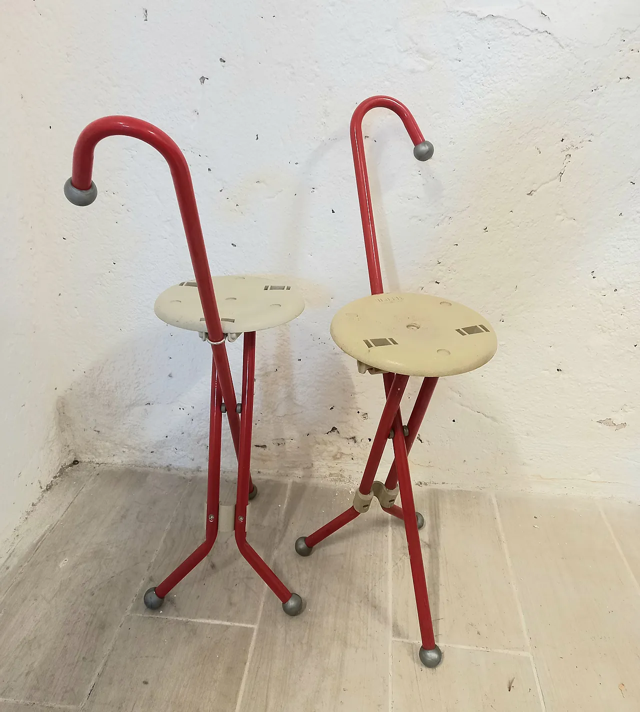 Pair of Ulysse Sandrigar production stroller stools, 80s 9