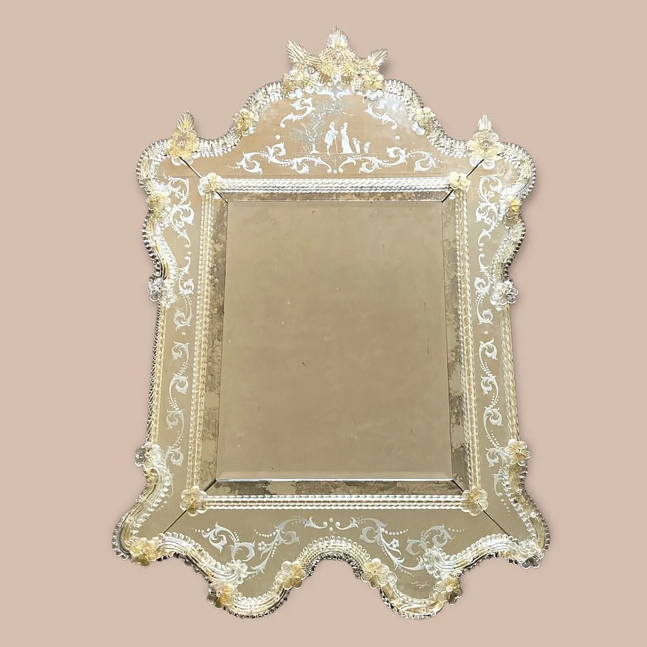 Large Venetian Murano Glass Wall Mirror, 1960s 1