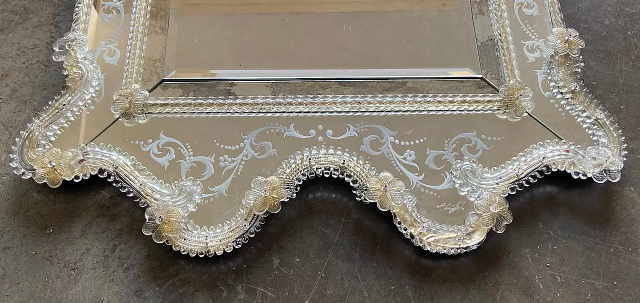 Large Venetian Murano Glass Wall Mirror, 1960s 4