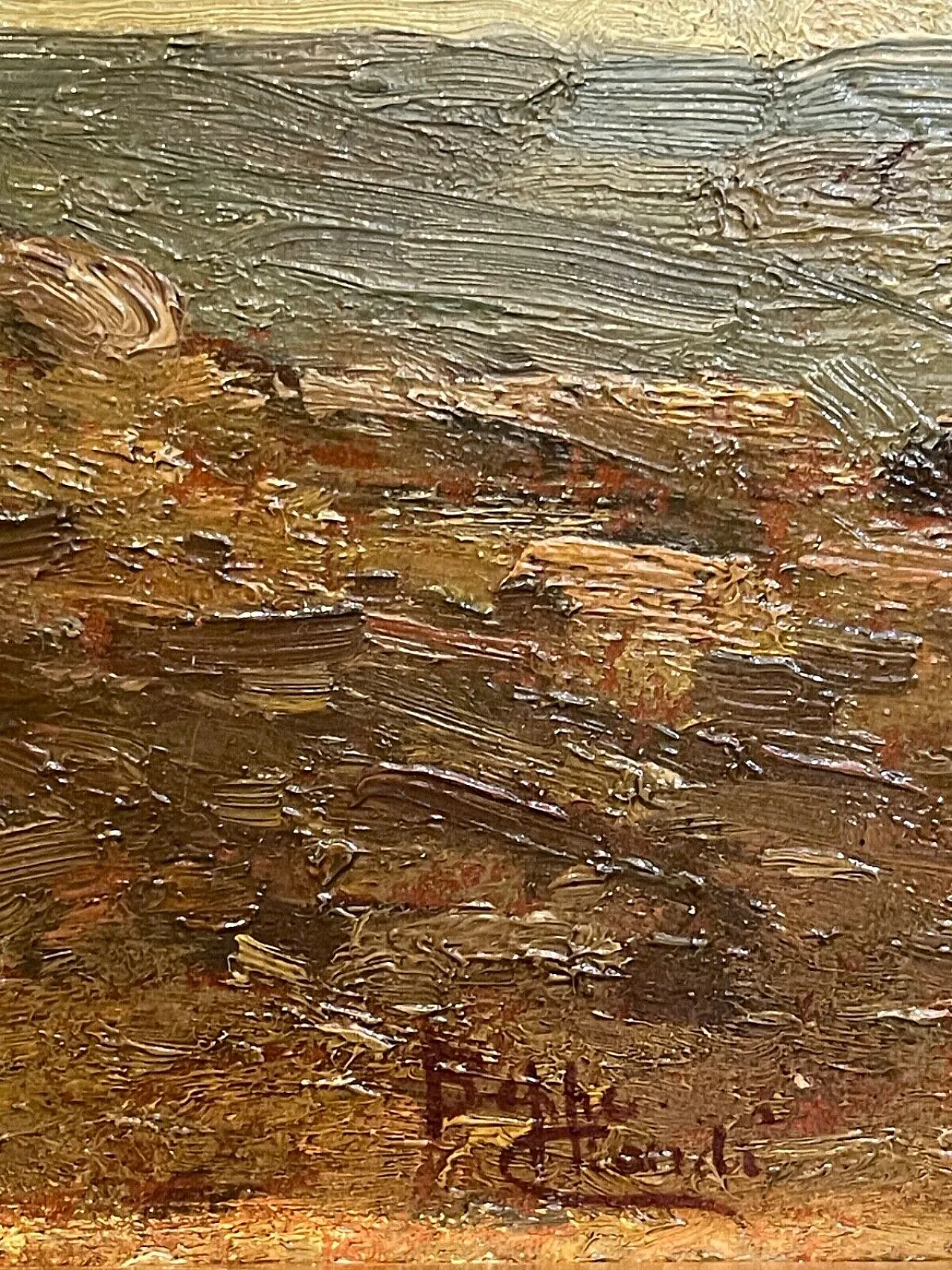 Houses by the Sea by Beppe Ciardi, oil on panel, 19th century 4