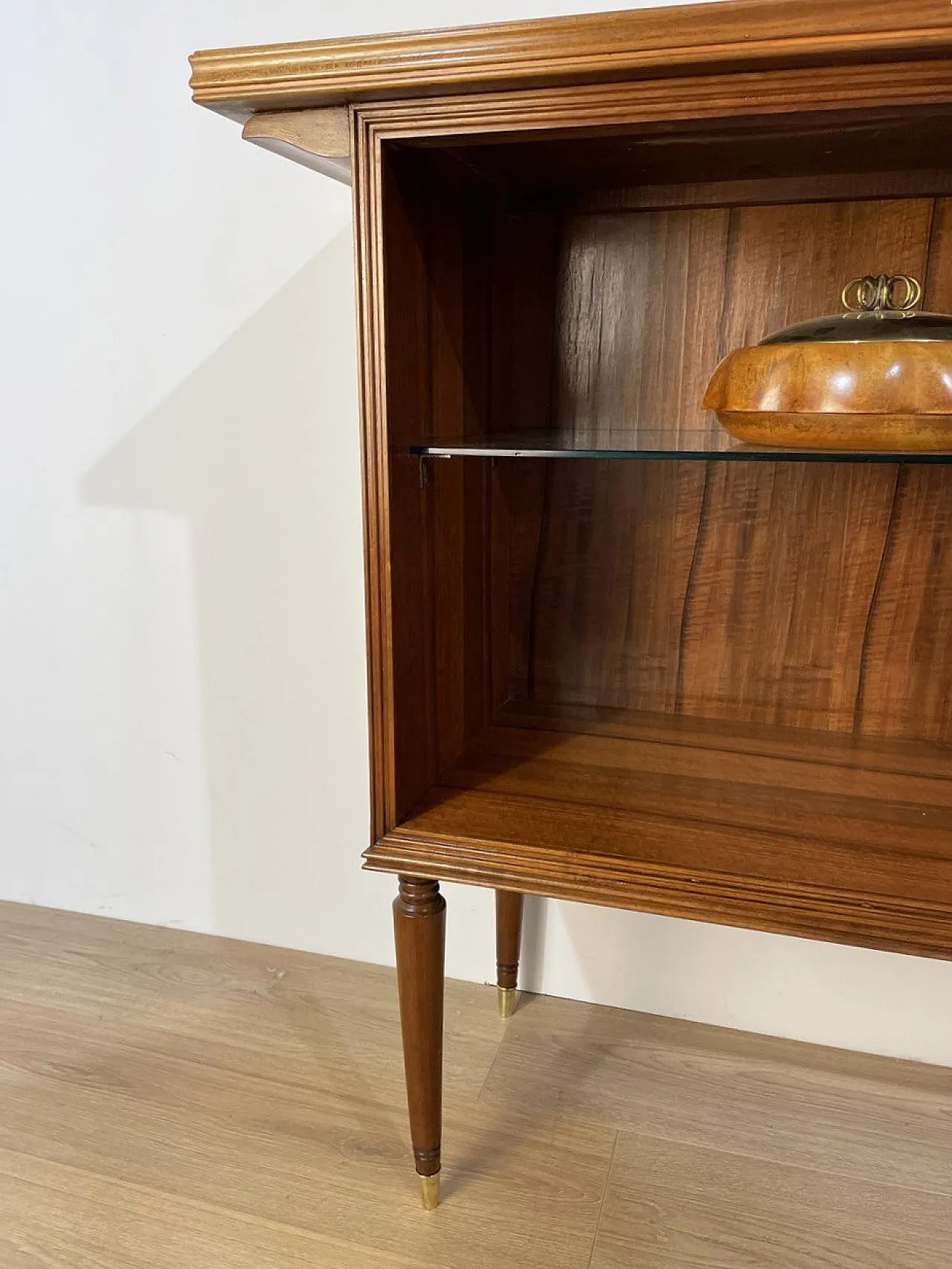 Open sideboard in walnut with bars, Italy 1950s 5