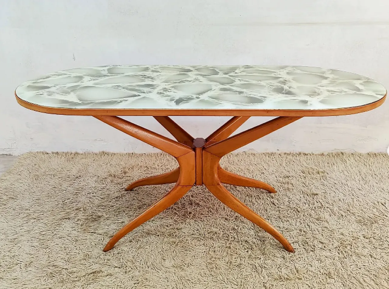 Wood and glass table, 1950s 1