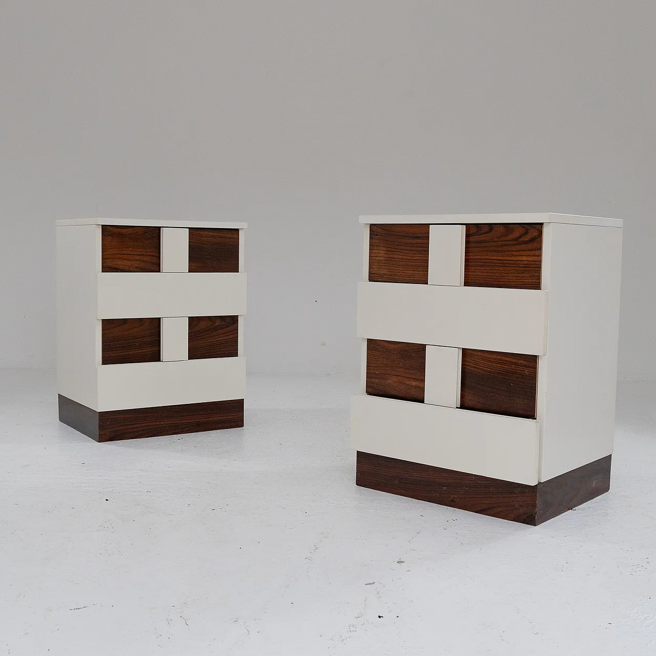 Pair of teak and white Formica furniture, 1970s 4