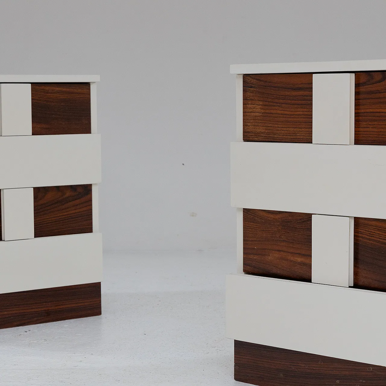 Pair of teak and white Formica furniture, 1970s 5