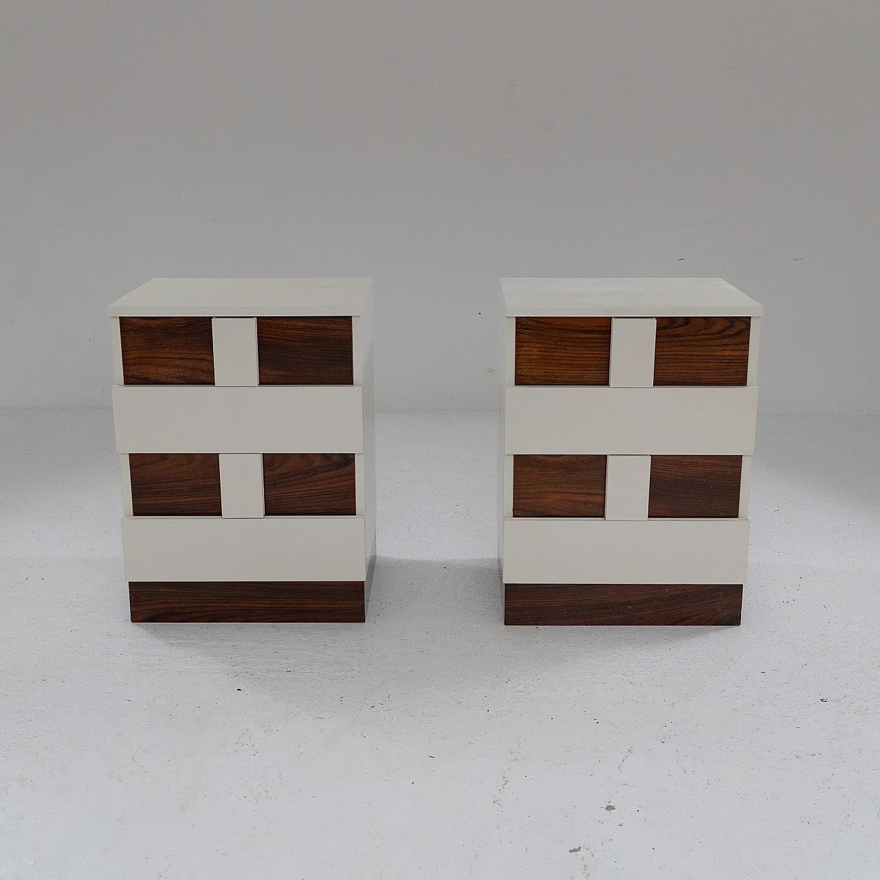 Pair of teak and white Formica furniture, 1970s 7