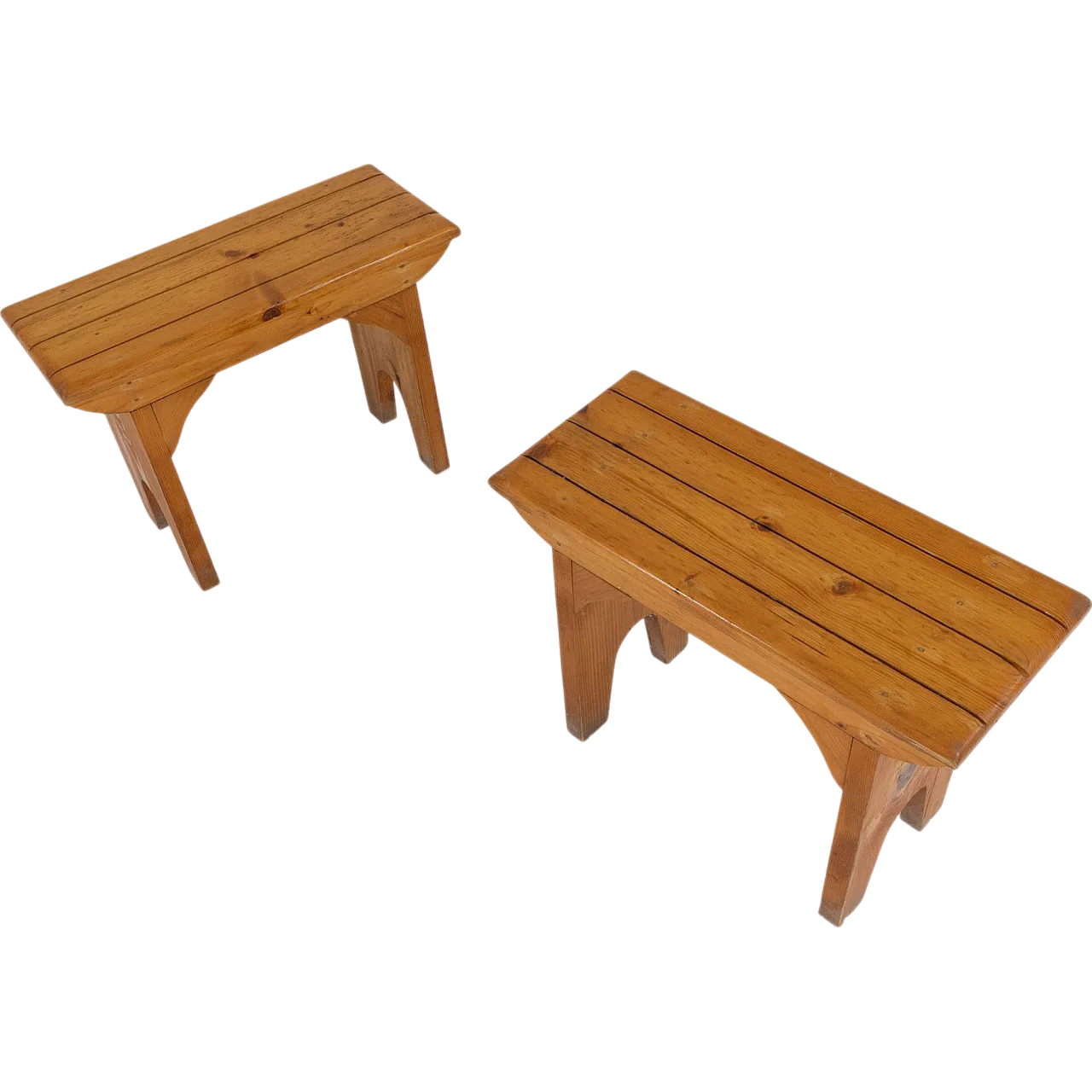 Coppia di piccole panche in abete, anni '70 8