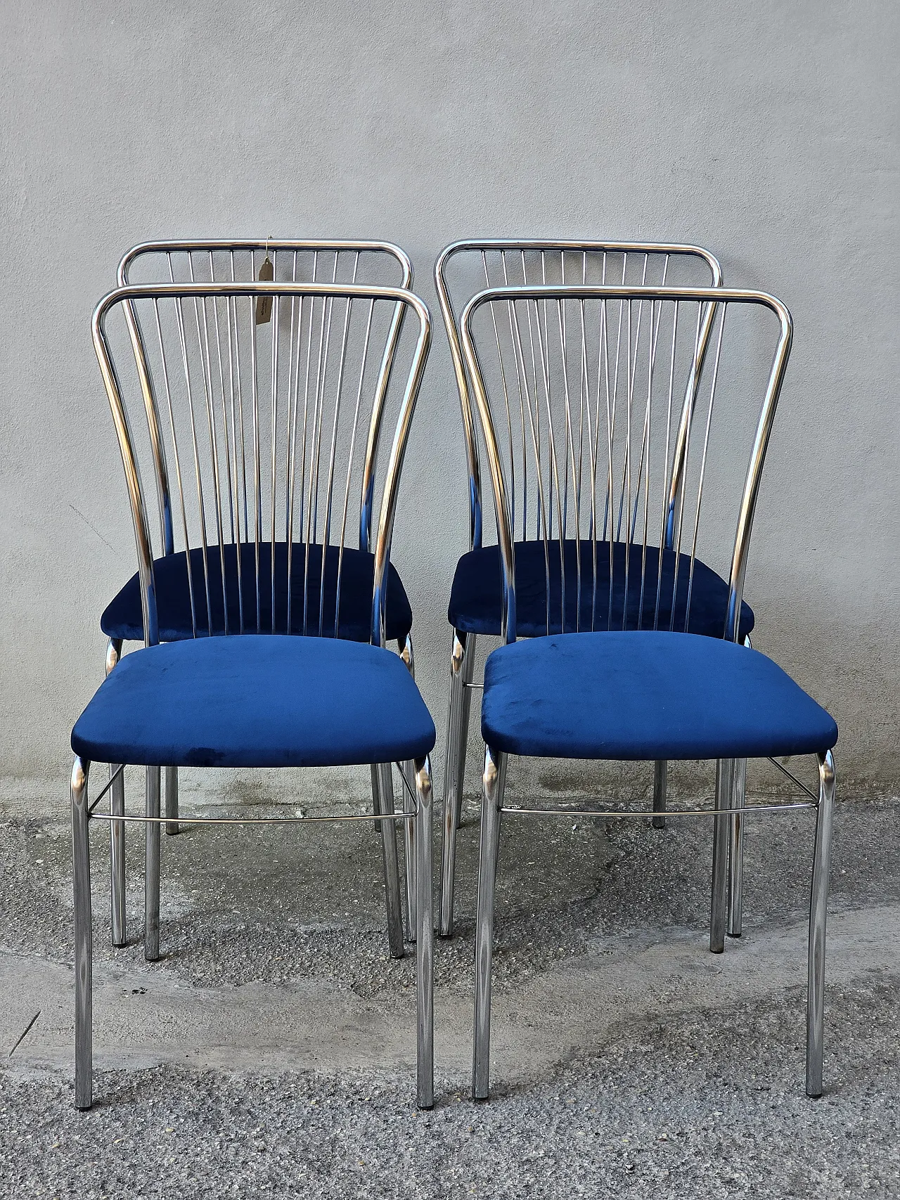 Set 4 sedie anni '70 in velluto 1