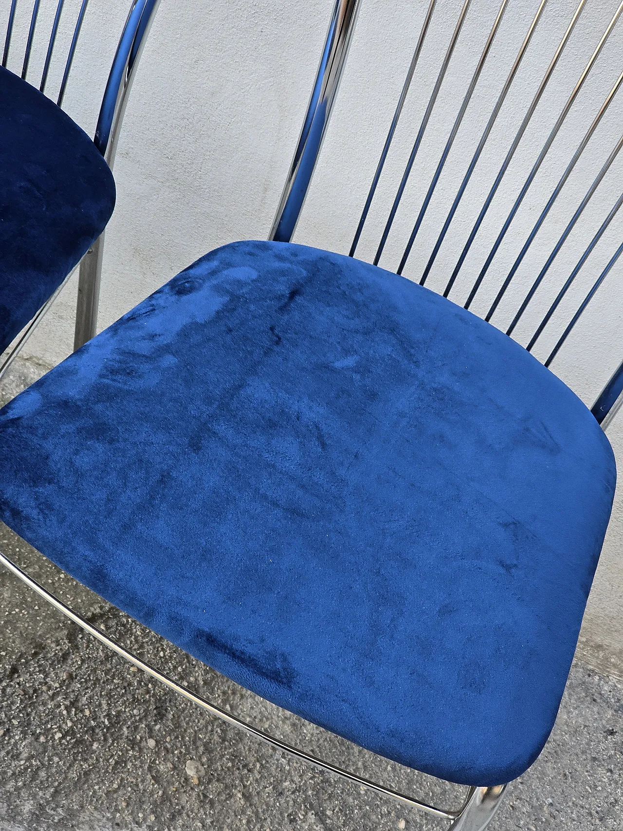 Set 4 sedie anni '70 in velluto 5