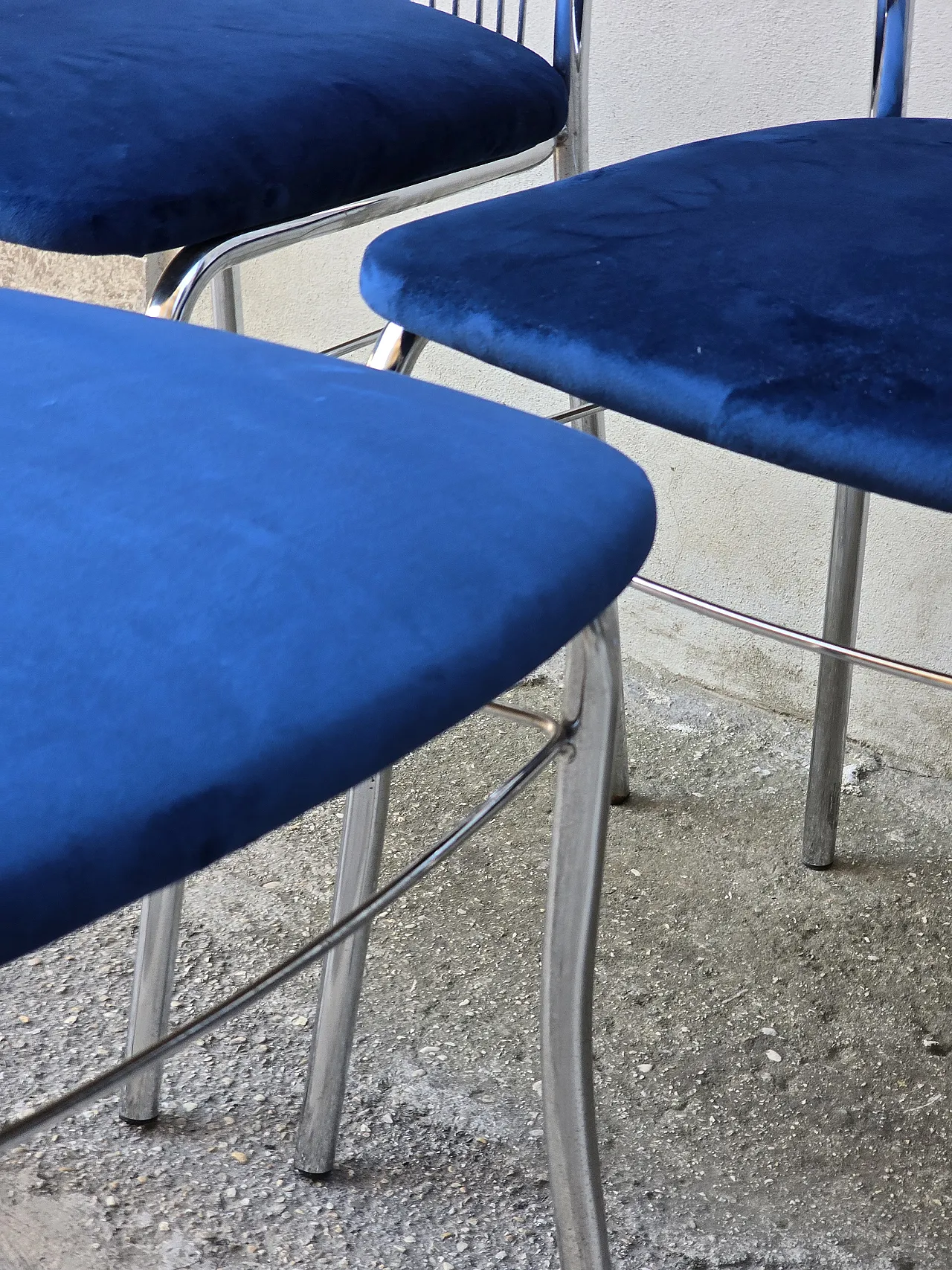 Set 4 sedie anni '70 in velluto 6