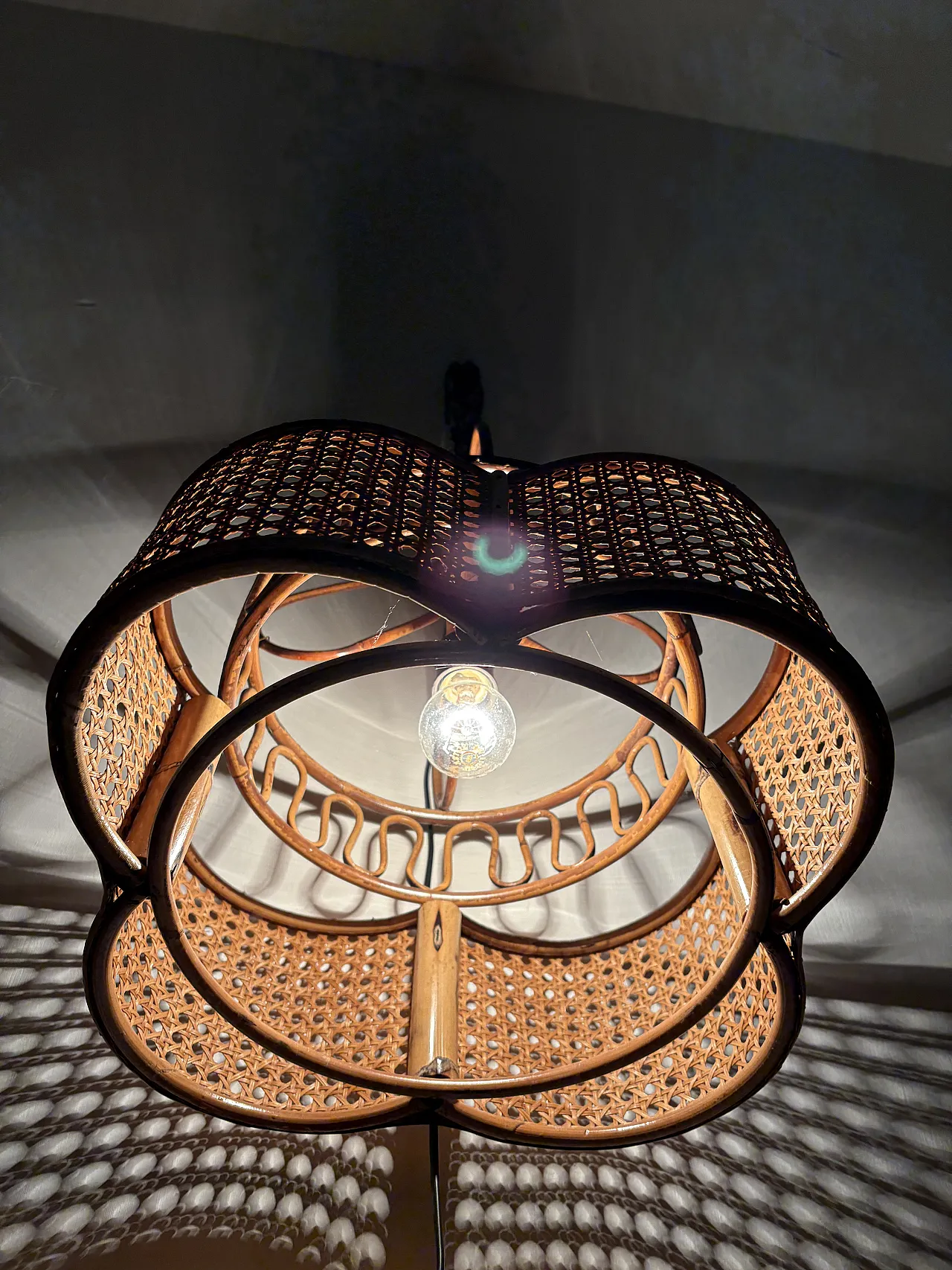 Wicker chandelier, 70s 1