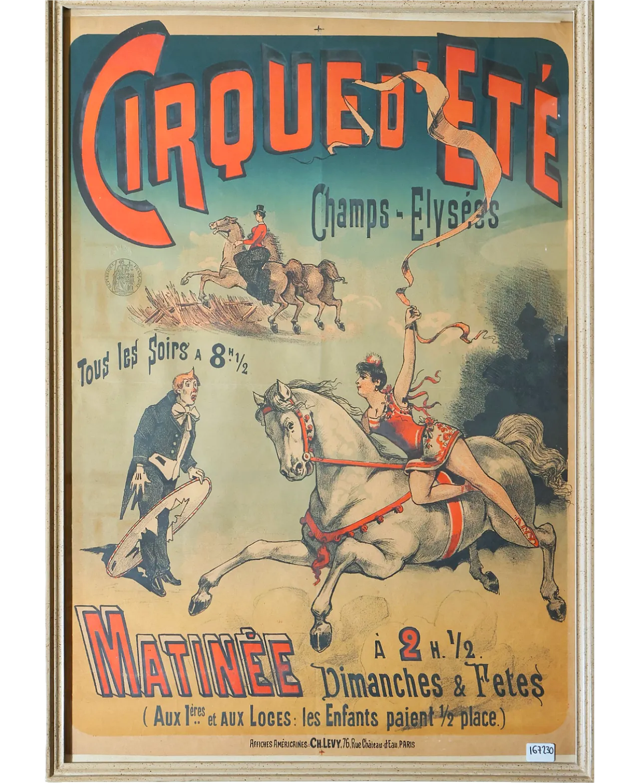 Charles Levy, Cirque d'Ete, Framed Original affiche, c. 1900 10