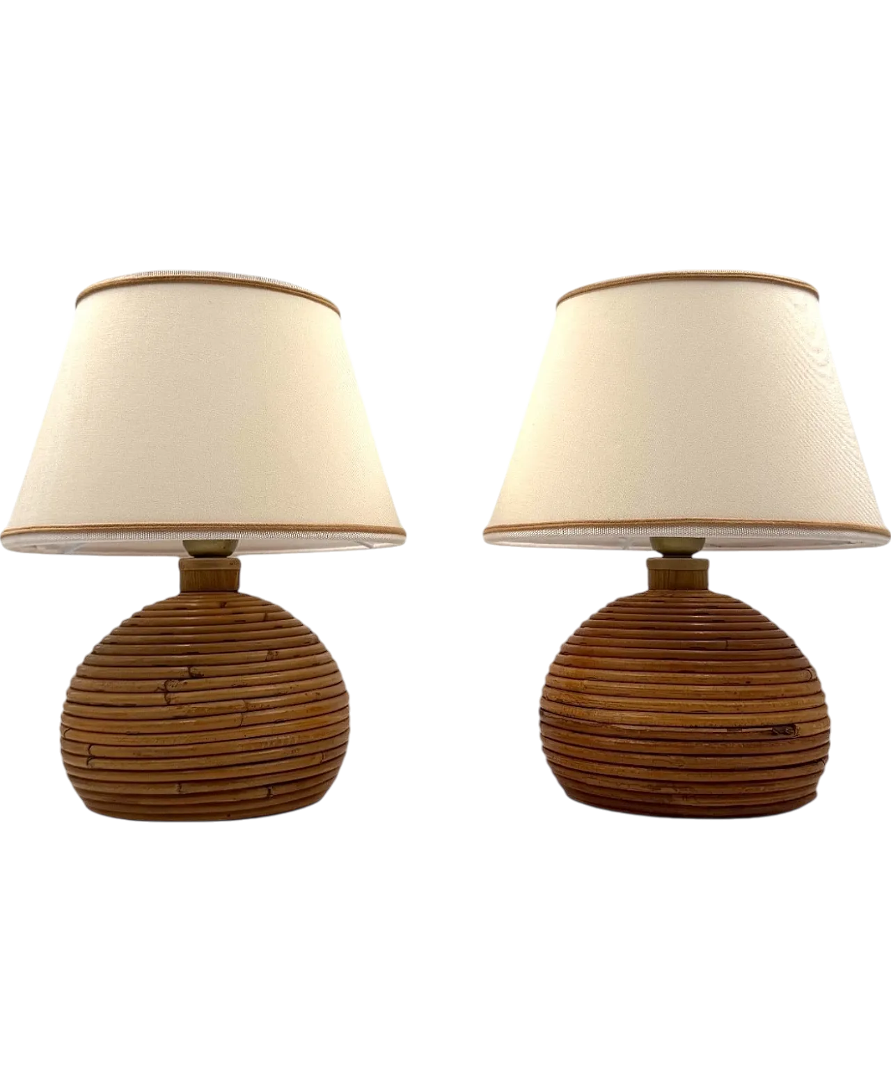 Coppia di lampade da tavolo in vimini di Vivai del Sud, 1960 12