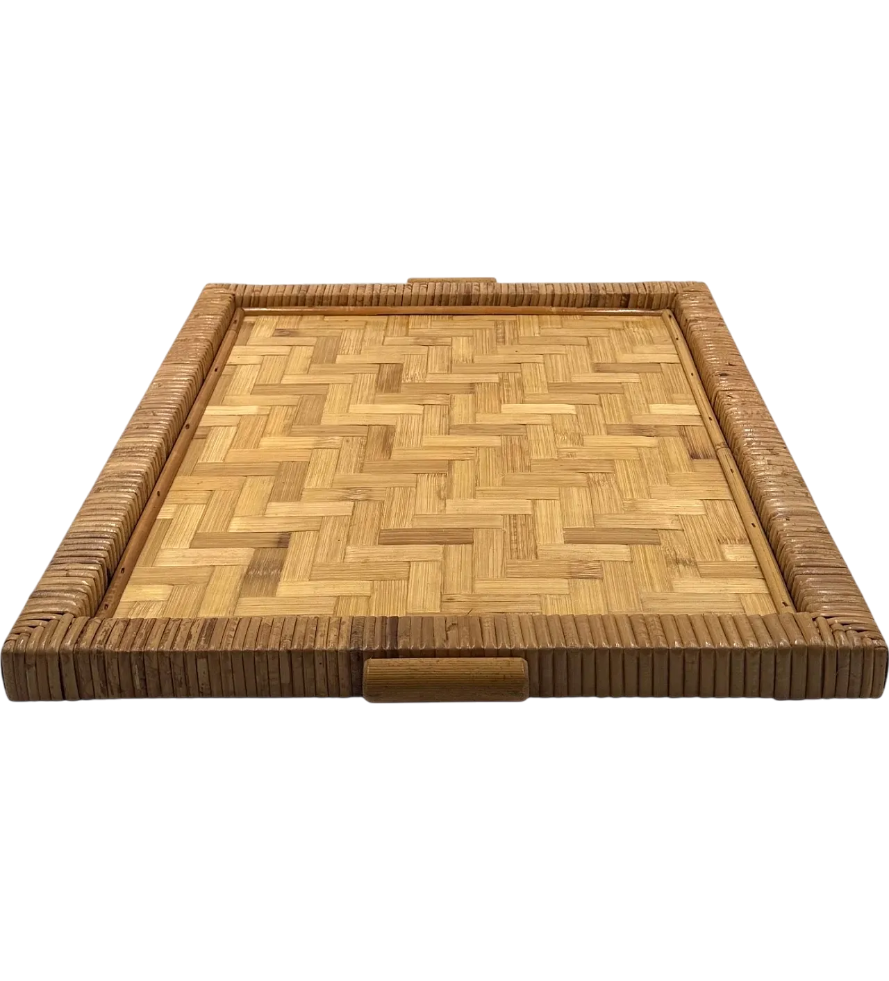 Hollywood Regency Bamboo and Wicker Tray, Italy 1970s 16