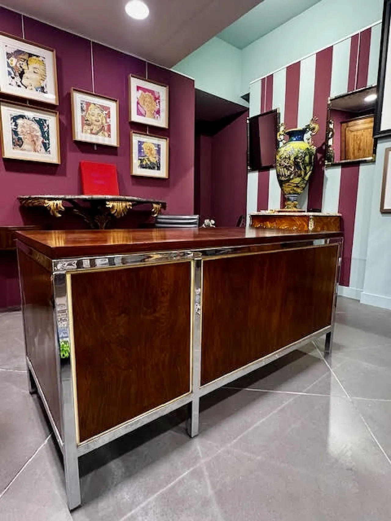 Scrivania in palissandro e acciaio cromato, anni '60 7