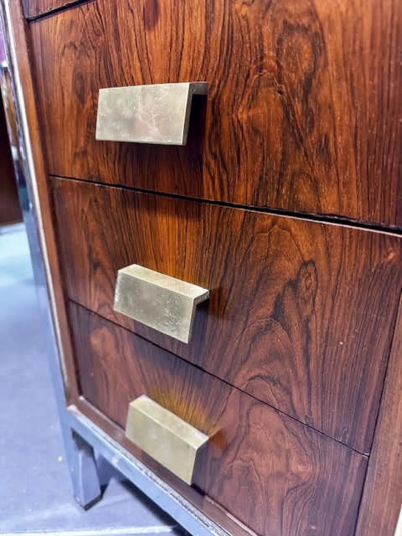 Scrivania in palissandro e acciaio cromato, anni '60 13