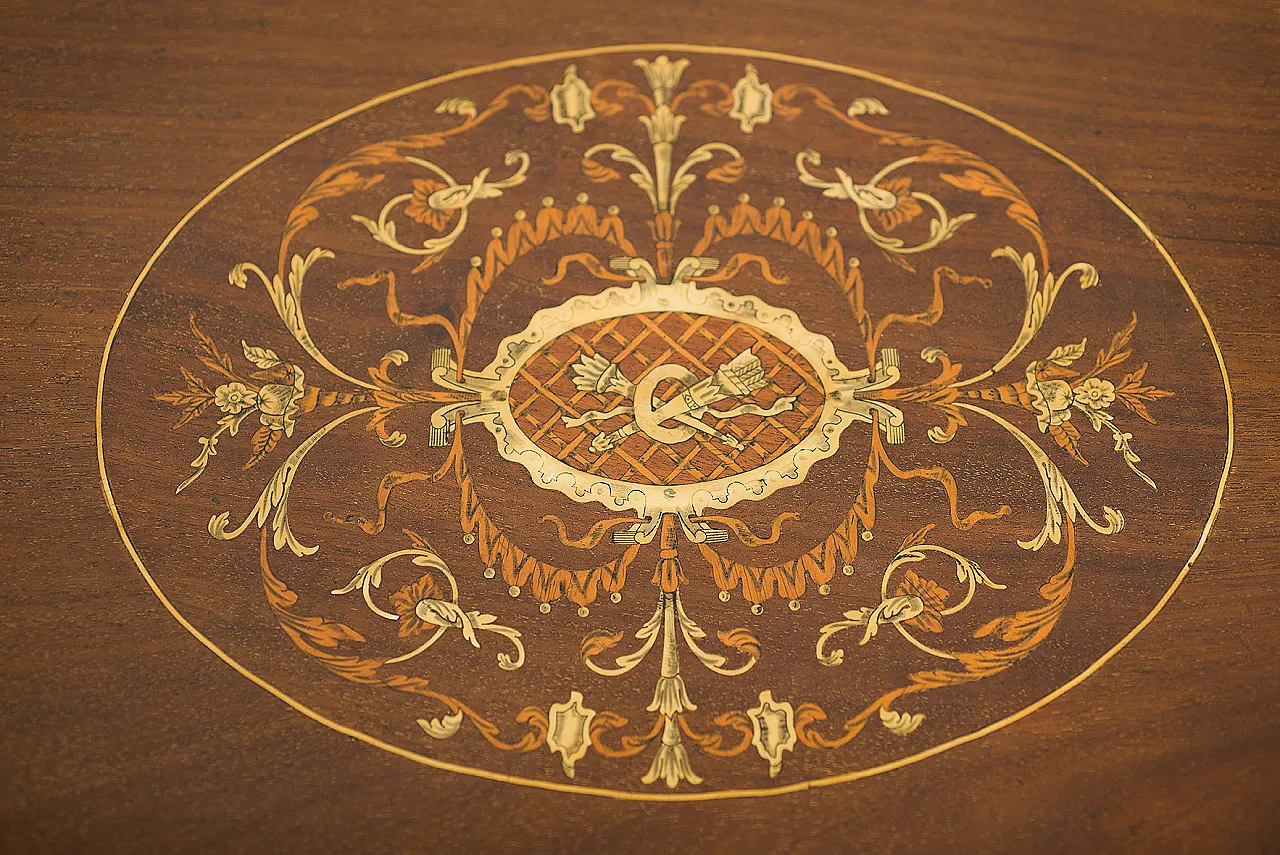 Tavolino Eduardiano Inglese in mogano massello con innesti, 19th c. 2