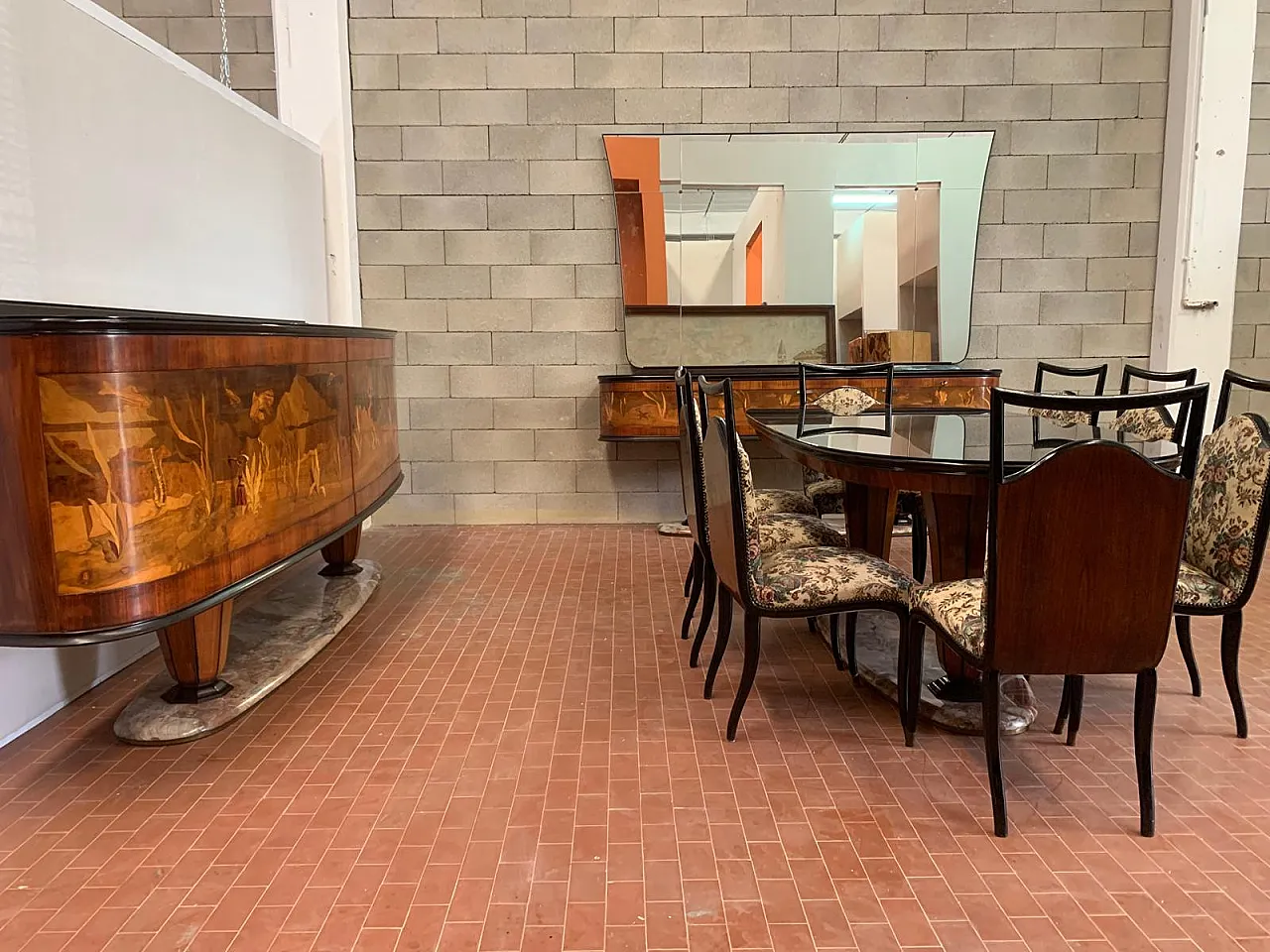 Sala intarsiata di Dassi Mobili Moderni, anni '50, set di 12 2