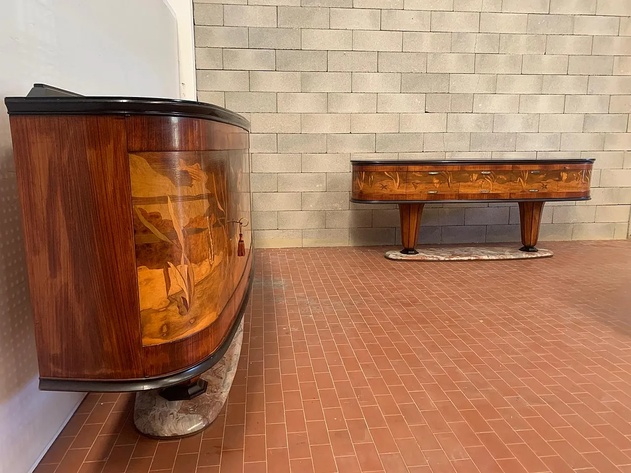 Sala intarsiata di Dassi Mobili Moderni, anni '50, set di 12 14