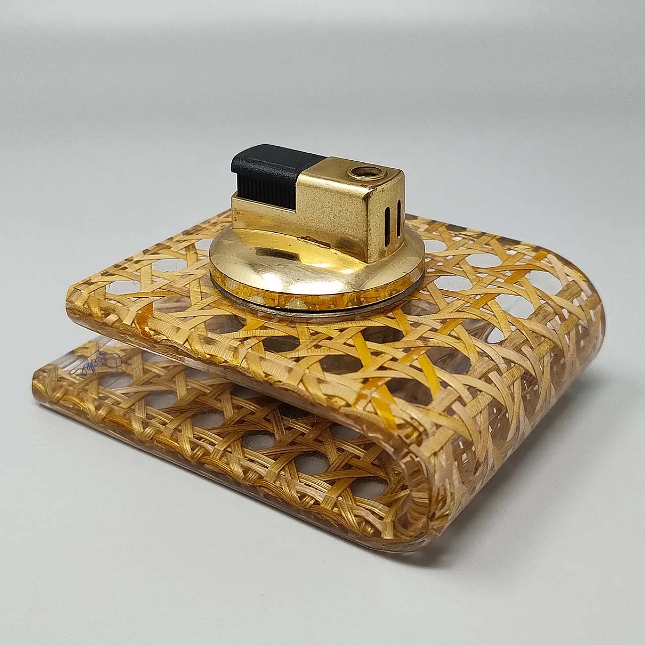 Table Lighter in Vienna Straw by Geolel, 1970s 2