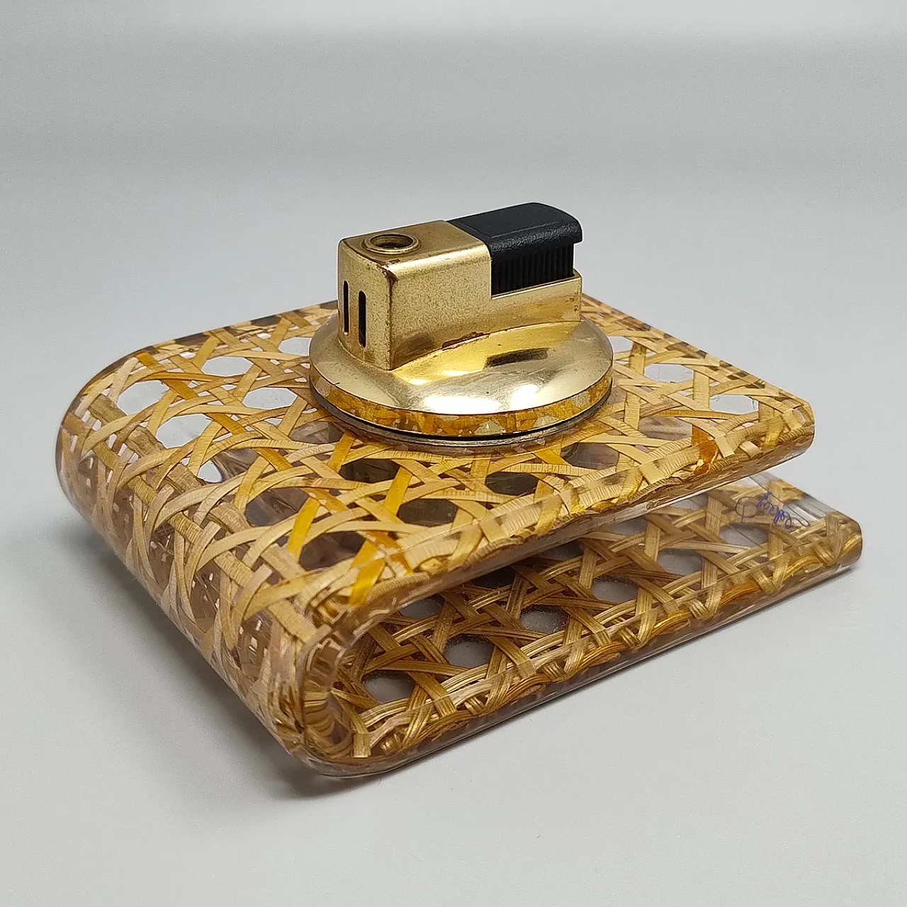 Table Lighter in Vienna Straw by Geolel, 1970s 3