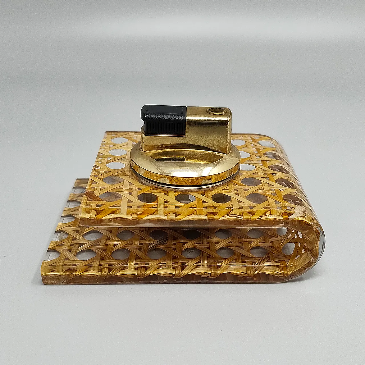 Table Lighter in Vienna Straw by Geolel, 1970s 4