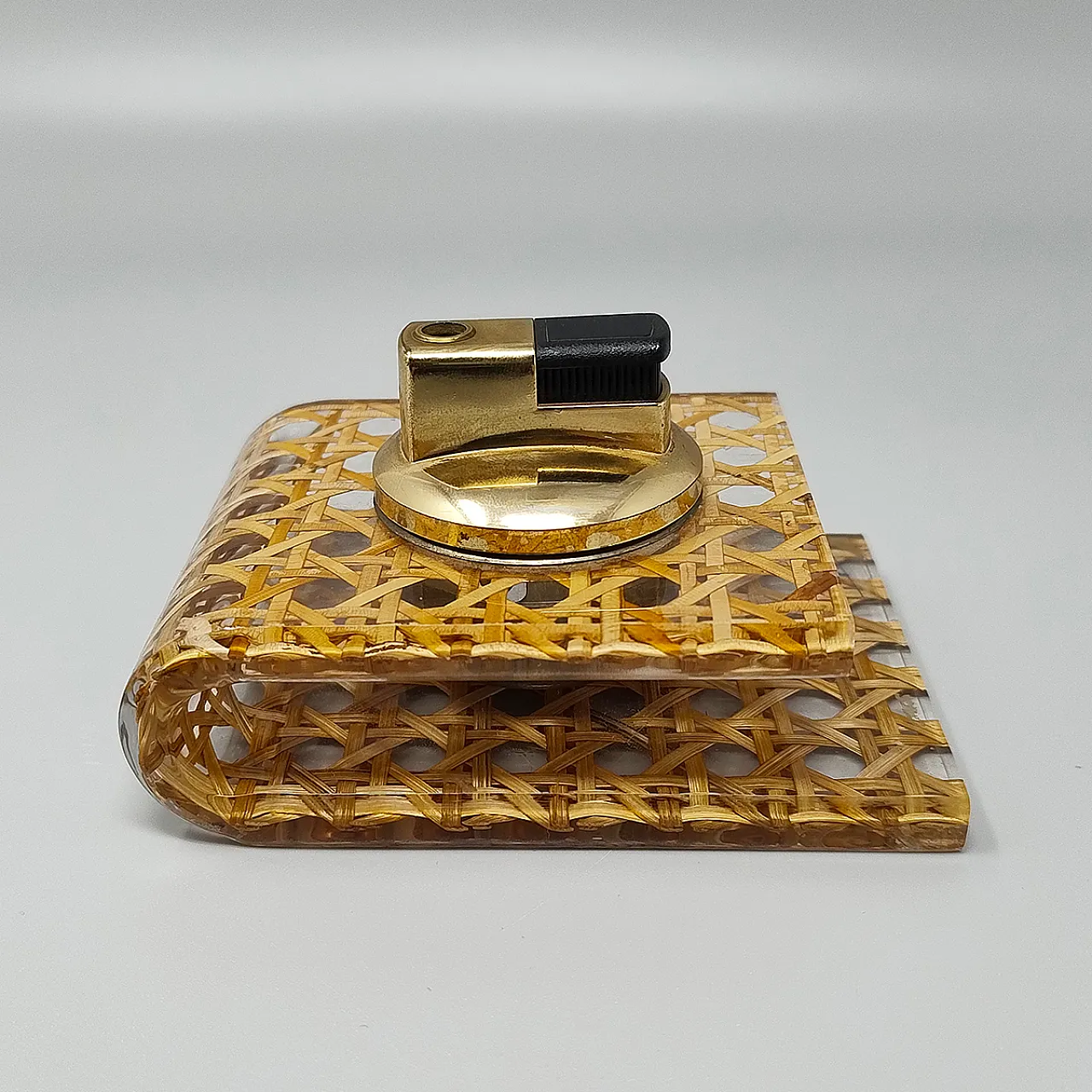 Table Lighter in Vienna Straw by Geolel, 1970s 5