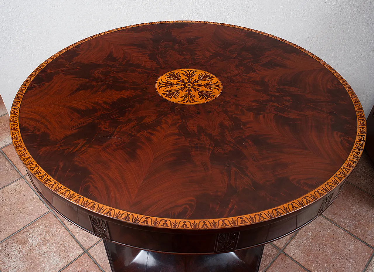 Smith Neapolitan table in mahogany feather with int grafts, 19th c. 2