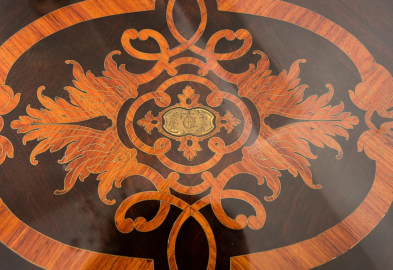 French Napoleon table in French in precious exotic woods, '800 2
