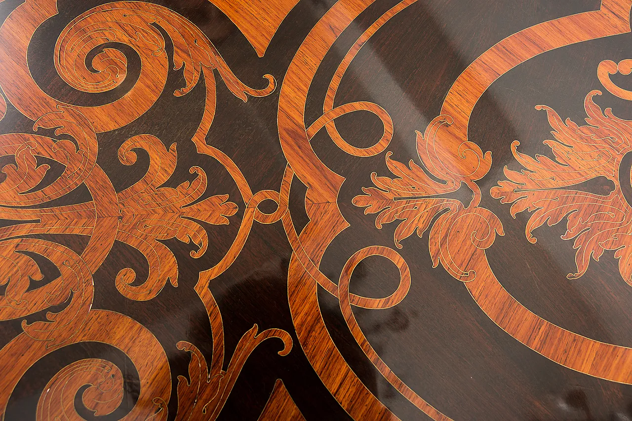 French Napoleon table in French in precious exotic woods, '800 3