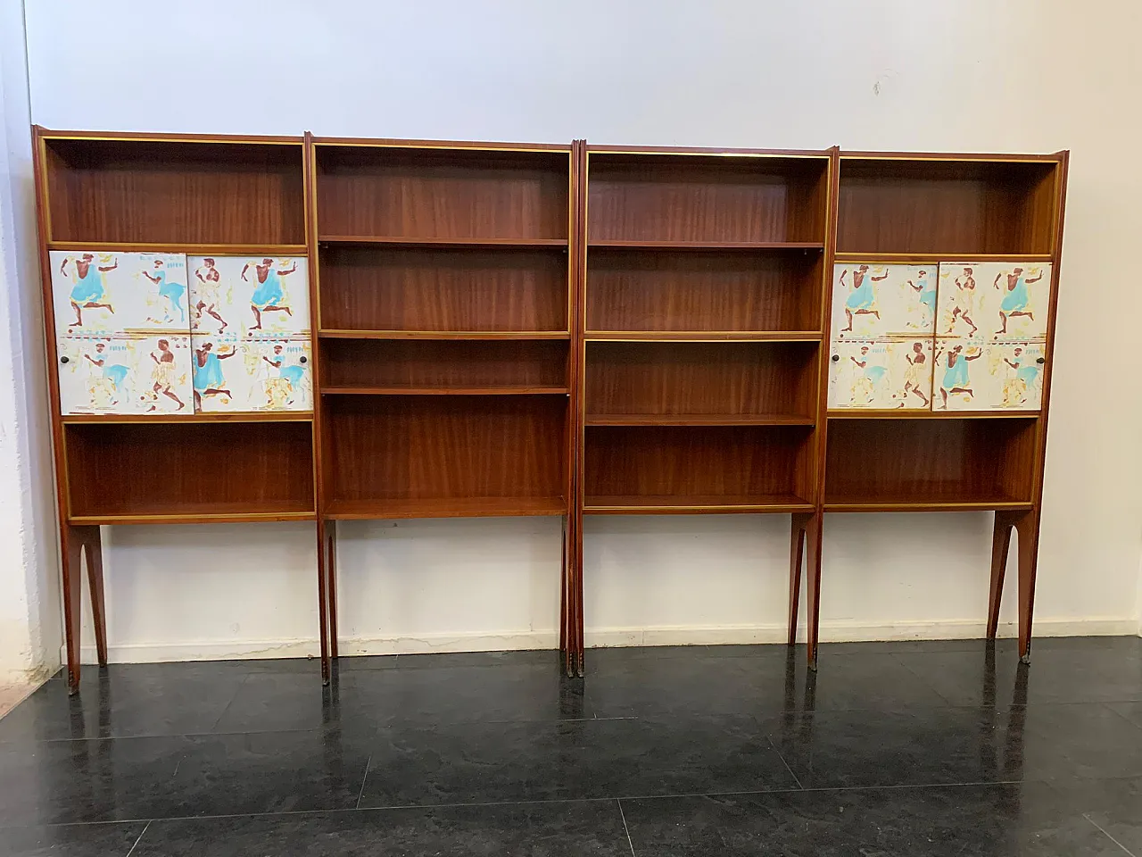 Pair of Mahogany Bookcases by Osvaldo Borsani, 1950 1