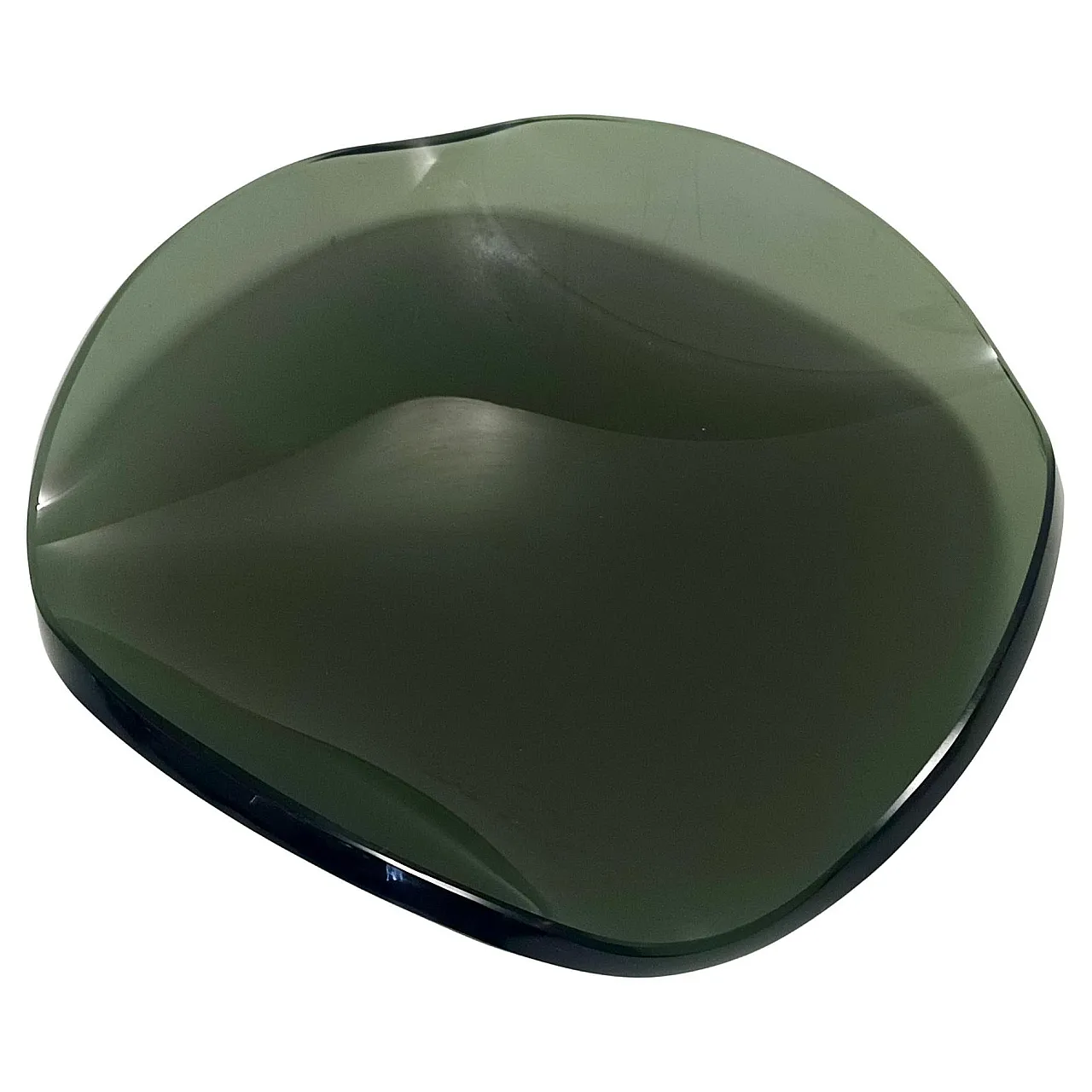 Thick Dark Green Glass Centerpiece in Fontana Arte style, 60s 1