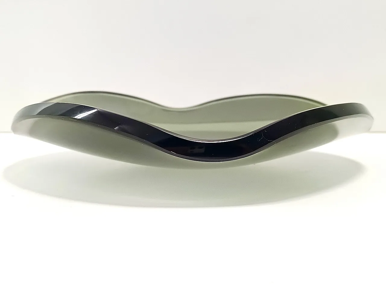 Thick Dark Green Glass Centerpiece in Fontana Arte style, 60s 8