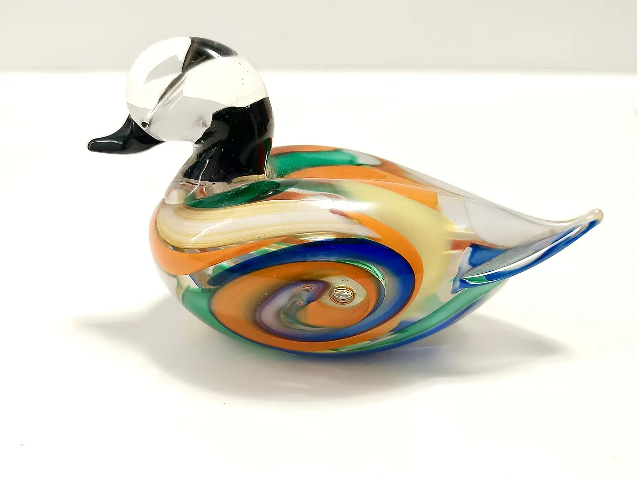 Polychrome Murano Glass Duck, Italy 1980s 5