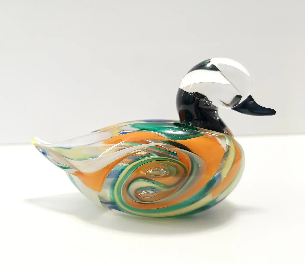 Polychrome Murano Glass Duck, Italy 1980s 7