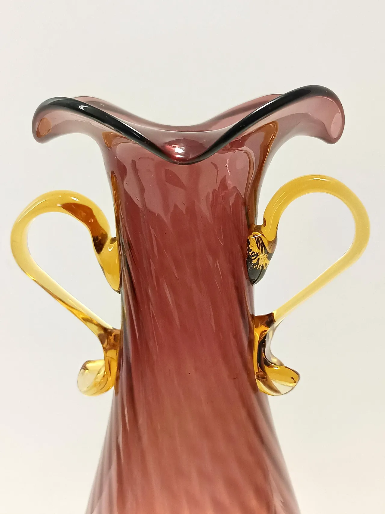 Brown and Yellow Murano Glass Amphora Vase by Fratelli Toso, 50s 5