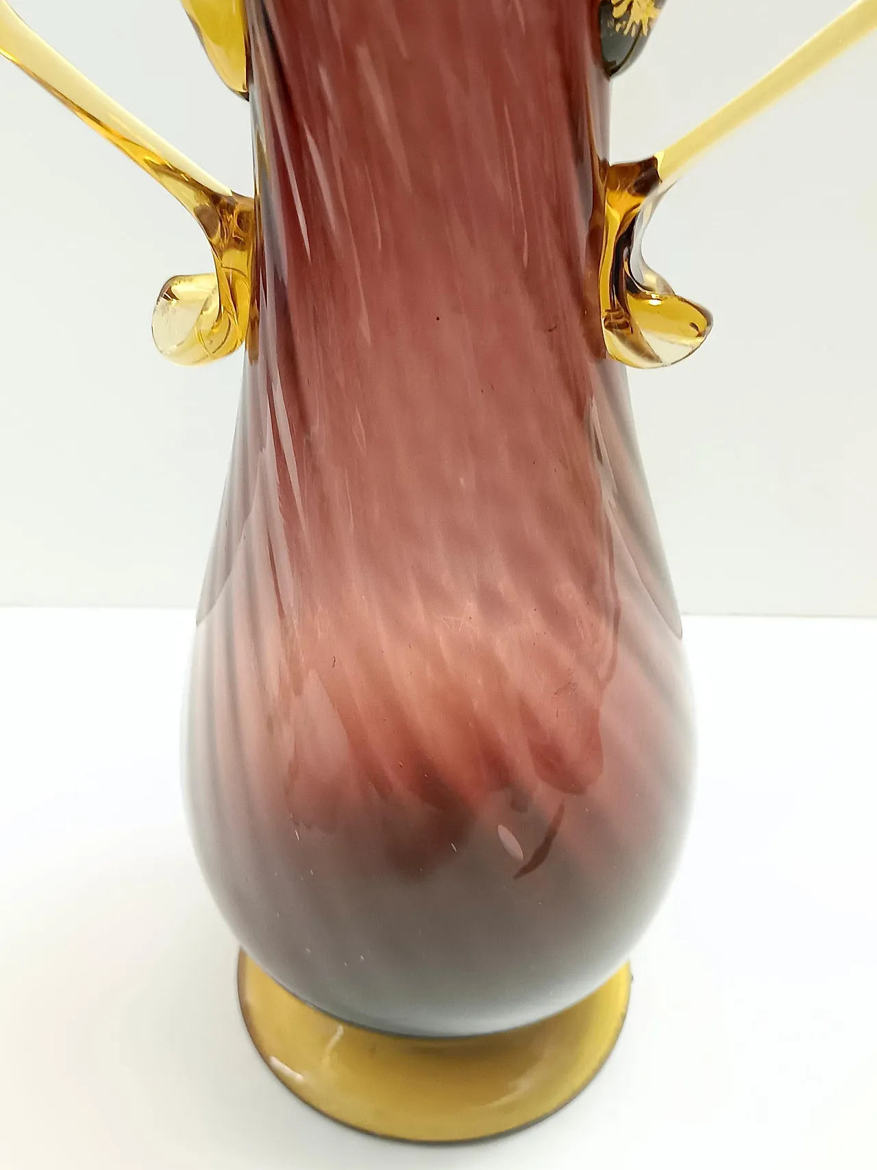 Brown and Yellow Murano Glass Amphora Vase by Fratelli Toso, 50s 8