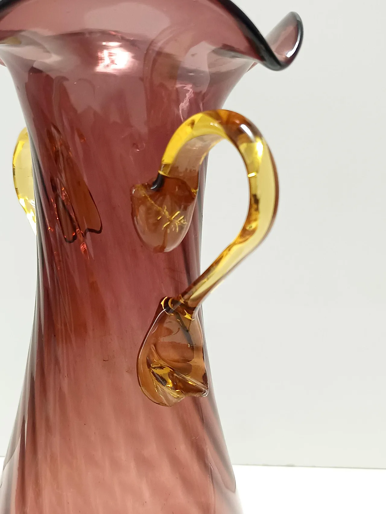 Brown and Yellow Murano Glass Amphora Vase by Fratelli Toso, 50s 9