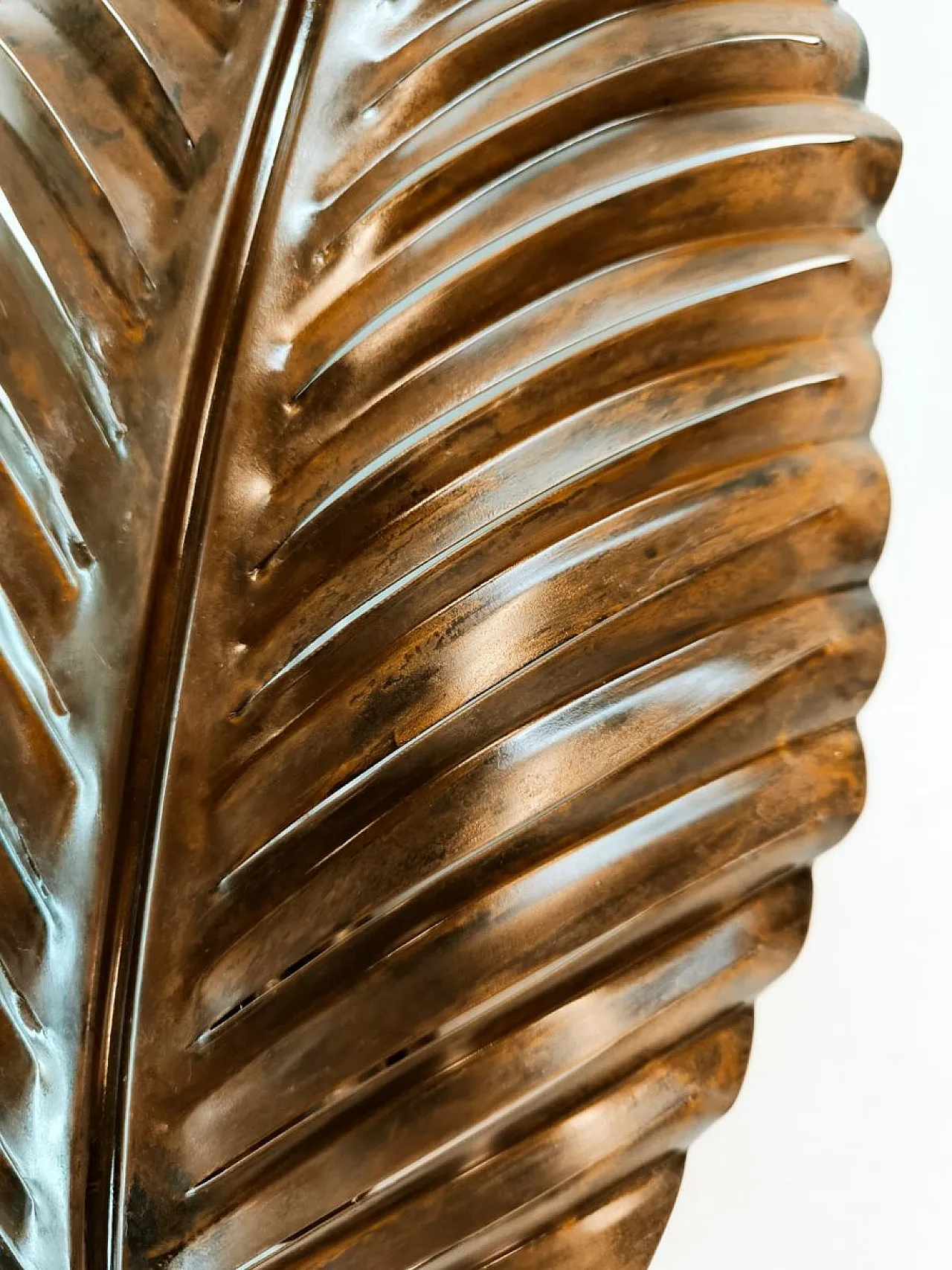 Brown metal palm leaf wall sconce, 1970s 8