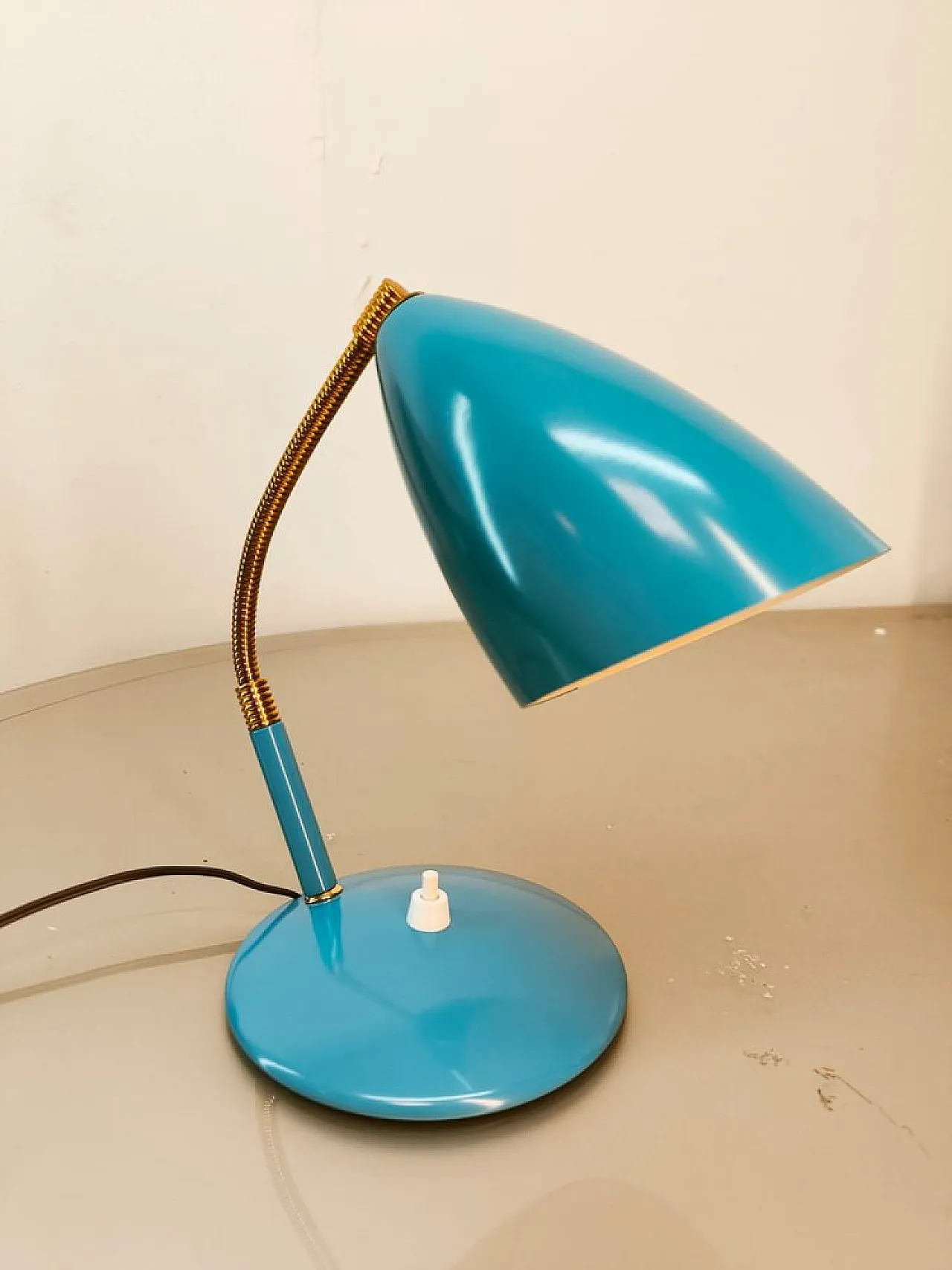 Lampada da tavolo regolabile blu, 1960s 1