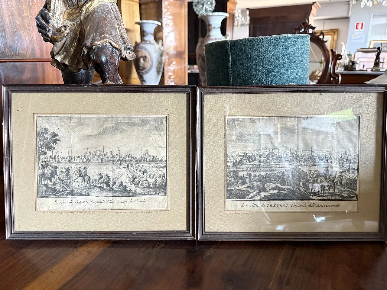 Incisioni con città Gand e Treveri, '800 1