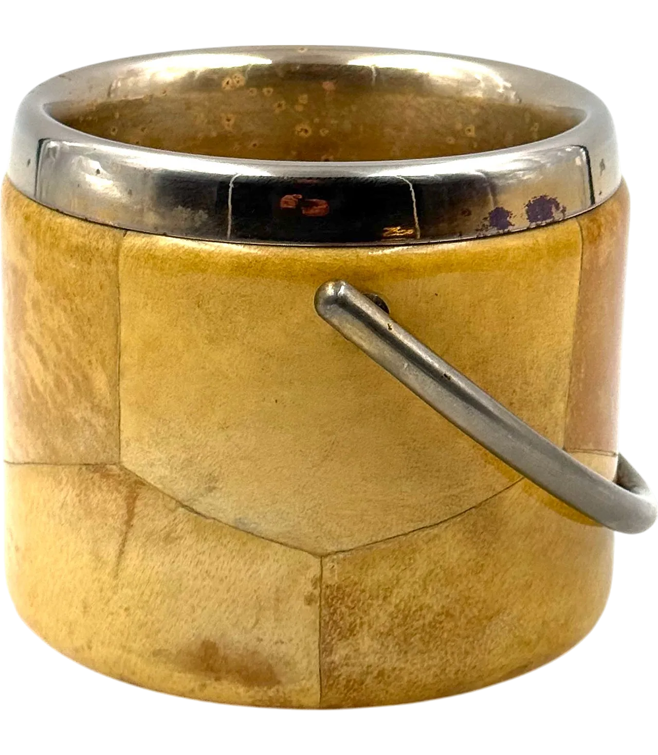 Mid-Century Cream Parchment Ice Bucket, Aldo Tura Italy 1950s 14