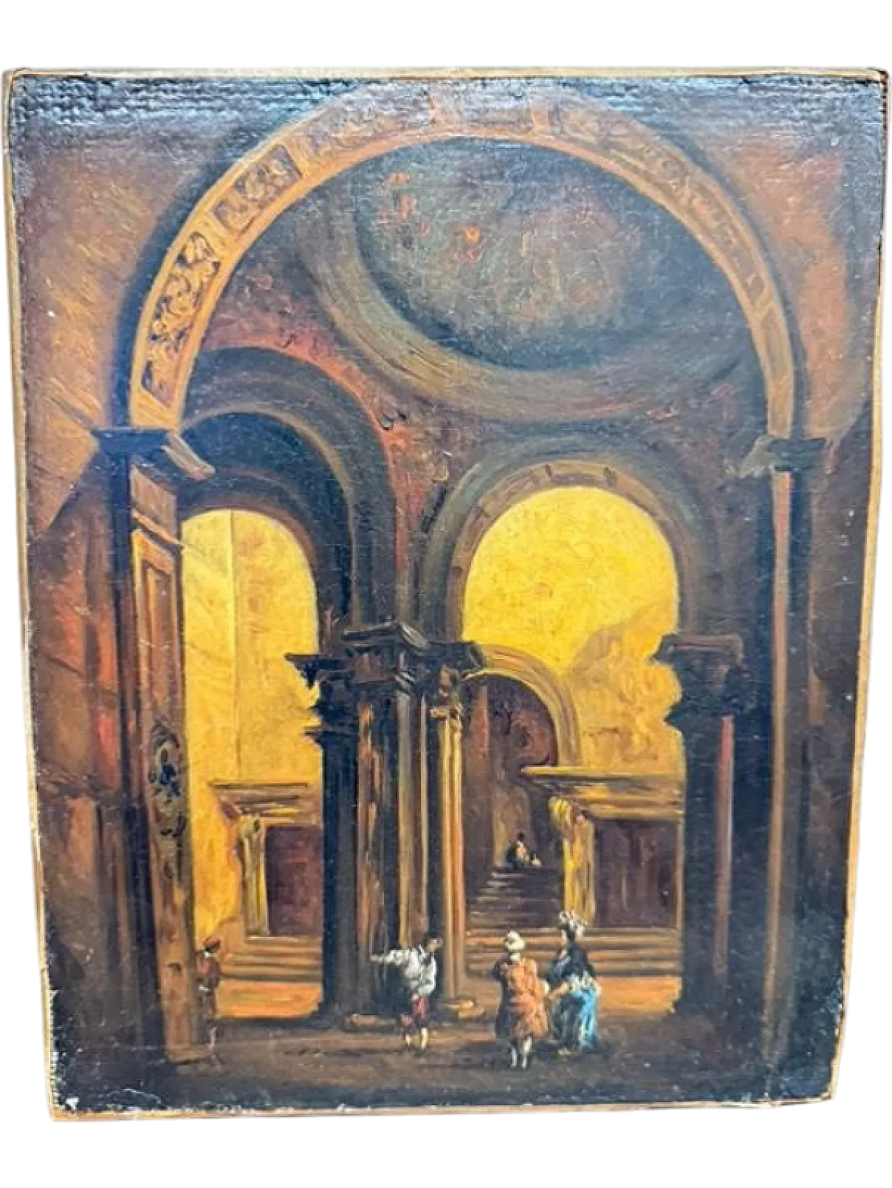 Oil painting on table, internal architecture, 1850 12