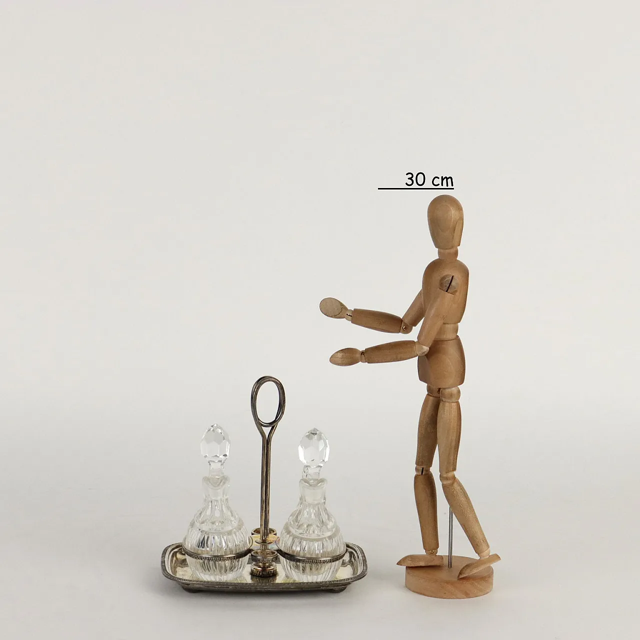 Oliera in argento e cristallo con greche di R. Miracoli, anni '50 2