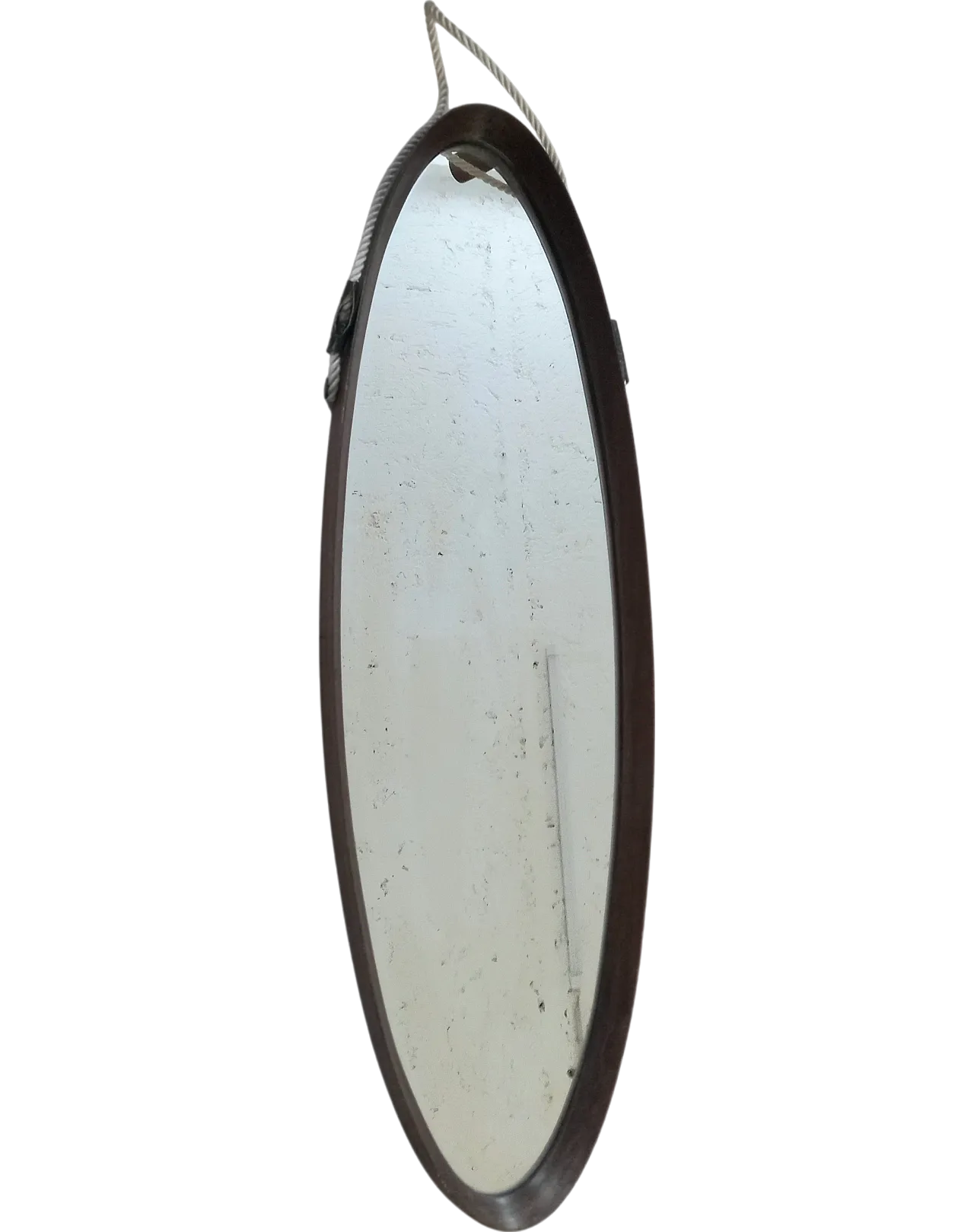 Specchio da parete ovale in palissandro, anni '60 5