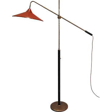 Lampada da terra in ottone, anni '50