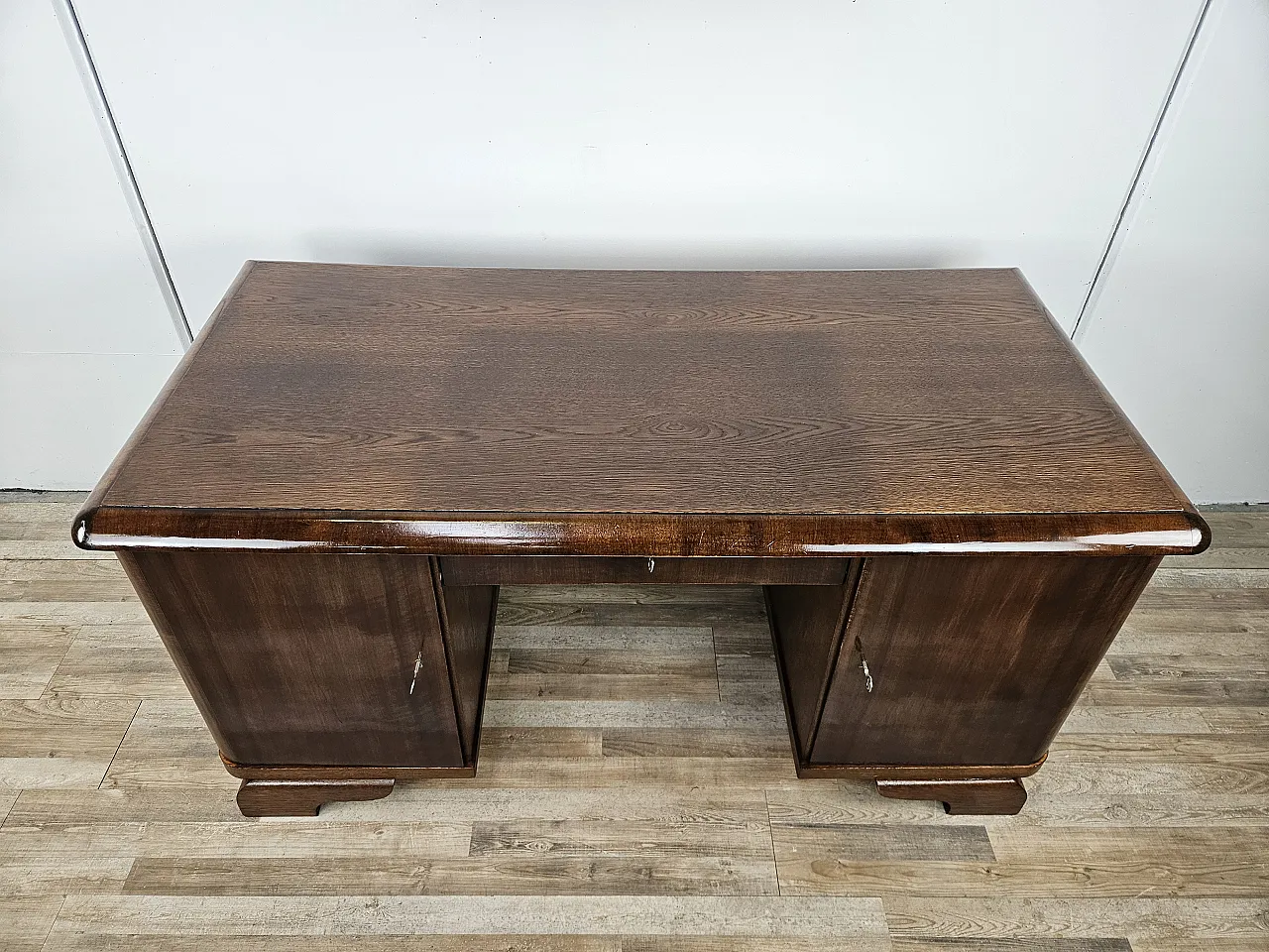 Open desk Art Decò in oak with drawers, 1930 2