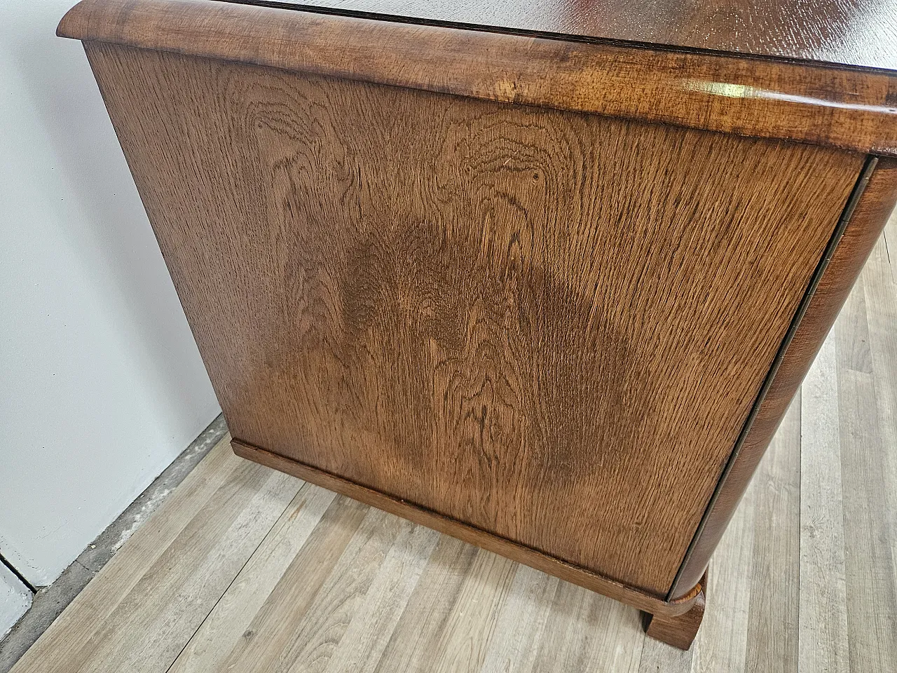 Open desk Art Decò in oak with drawers, 1930 5