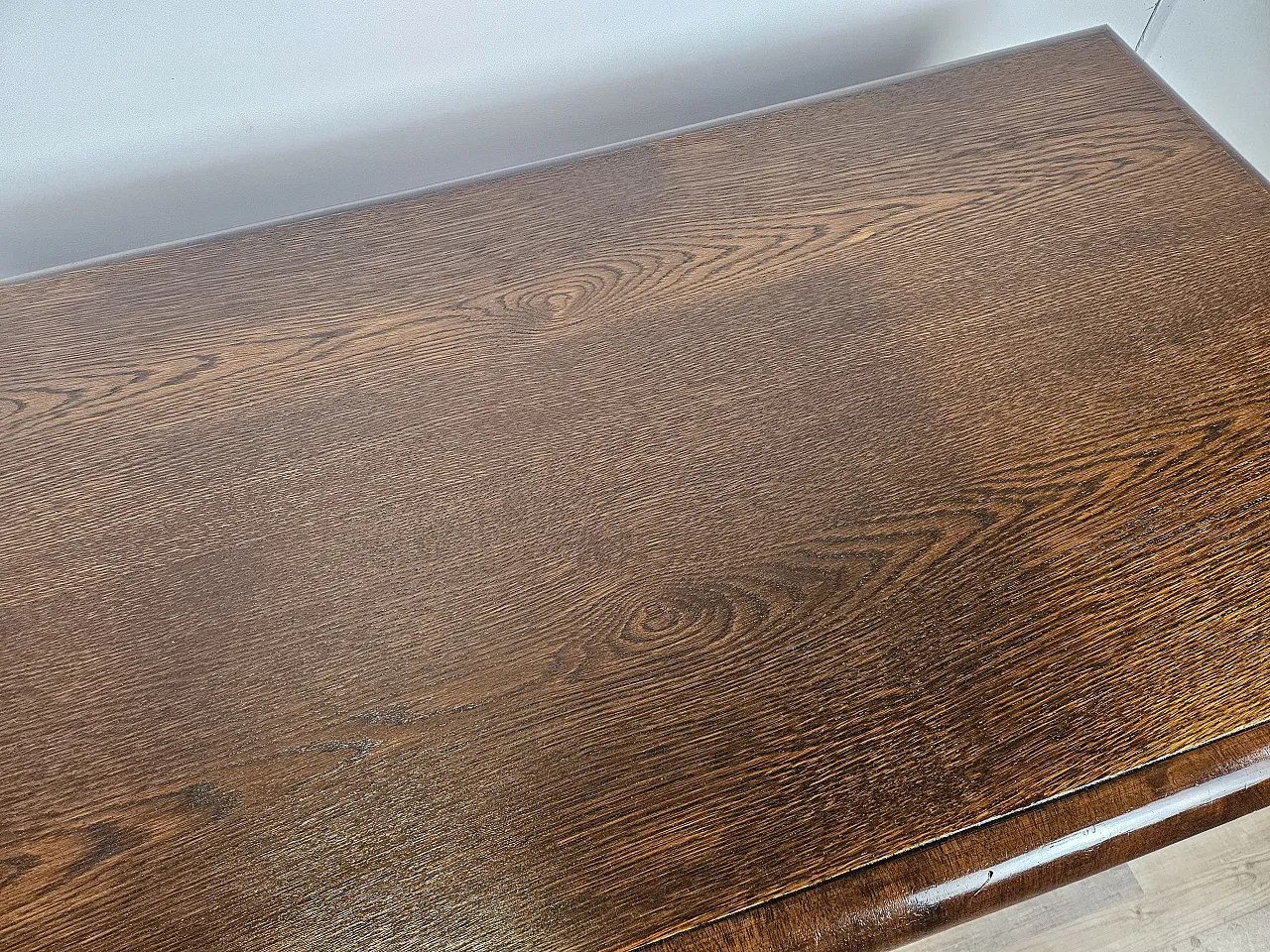 Open desk Art Decò in oak with drawers, 1930 9